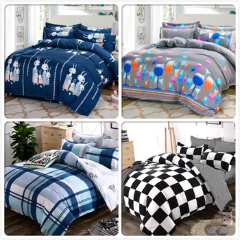 

Black White Classical Duvet Cover Sheet Pillowcase 3/4 pcs Bedding Sets Adult Kids Soft Cotton Bed Linens Single Queen King Size