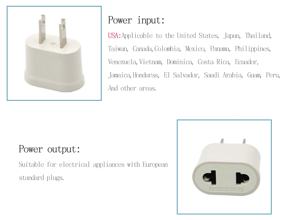 Universal EU To US Plug Euro Europe To USA Travel Wall AC Electrical Power Charger Outlet Adapter Converter 2 Socket Input Pin (3)