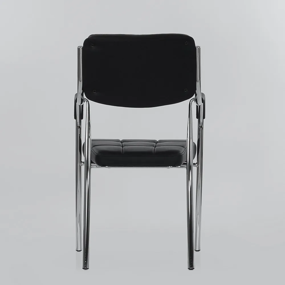 95453 Barneo K-11 офисное кресло для посетителей черное эко-кожа хромированные ножки мебель для офиса стул для посетителей стул для визитеров кресла для дома и офиса в Казахстан по России