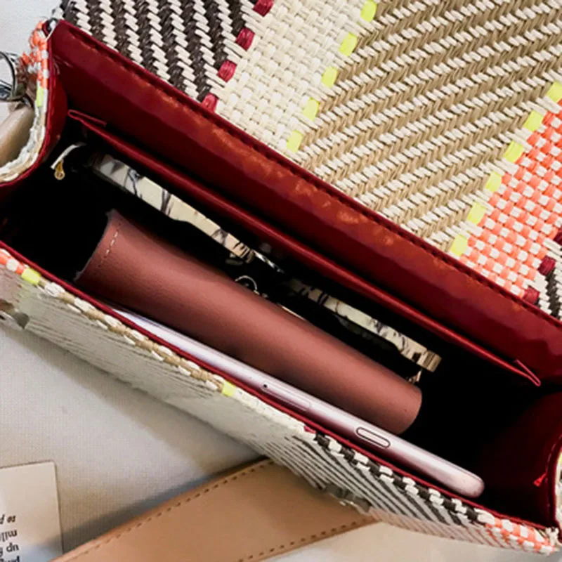 Summer New Women Handbag Fashion Female Rattan Straw Bags Lady Knit Pineapple Crossbody INS Popular Travel Messenger Bag SS3121 (9)