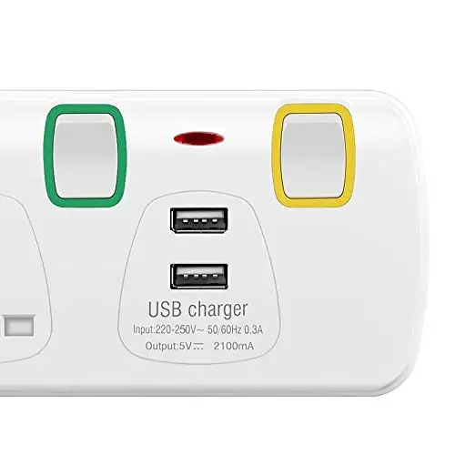 3 Way UK Plug 2 usb порта Удлинительный адаптер мульти настенная розетка с индивидуально выключателями и неоновыми индикаторами без кабеля