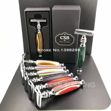 CSB роскошный подарочный набор, традиционная Безопасная бритва с двумя краями, с 20 лезвиями, полосатая ручка с рисунком, Парикмахерская, иструмент для парикмахерской