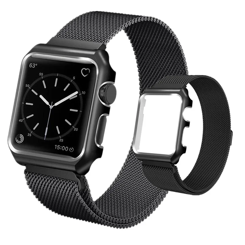 

ASHEI For iWatch Apple Watch Band 42mm 38mm Milanese Loop Watch Strap With Protective Case For iWatch Sport Edition Series 1/2/3