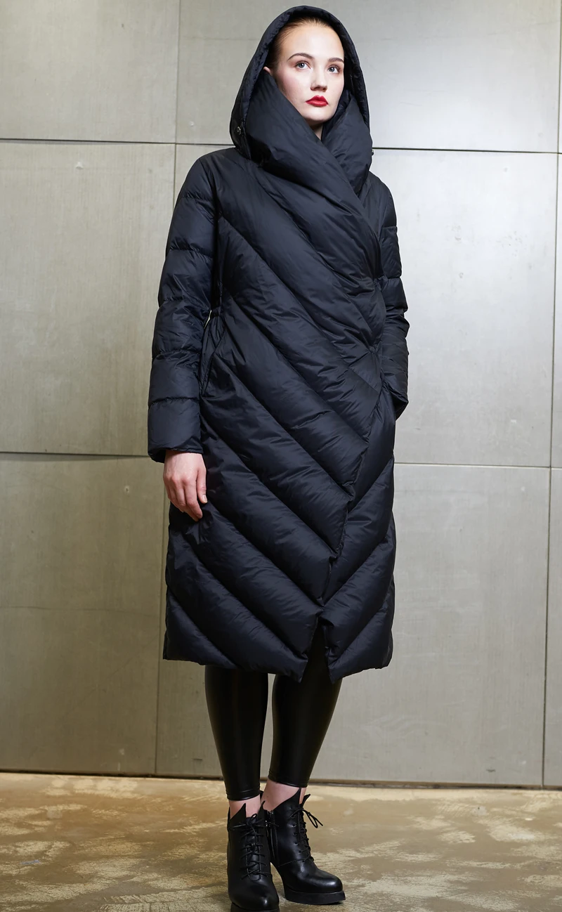 Eva freedom, дизайн, новинка, женская теплая одежда большого размера,, зимнее модное длинное пальто, пуховик, Женская куртка с капюшоном