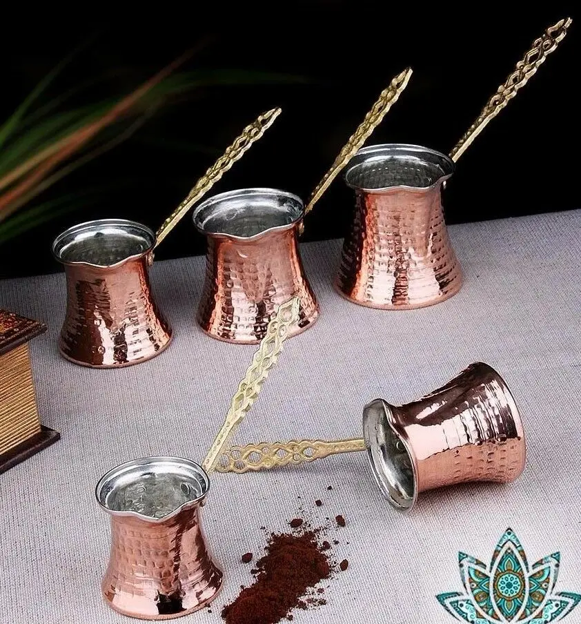 Mano martillado cobre turco cafetera Ibrik Vintage Jazzva Briki mango de latón|Pala de café| - AliExpress