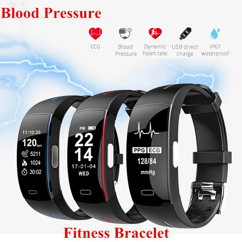 Blood Pressure Fitness Smart Watch Men Women Heart Rate Tracker Sport Fitness Bracelet IP67 Waterproof Smart band PK Mi band 2