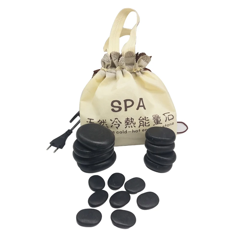 conjunto de pedra quente do basalto do massager portátil pces pedras quentes jogo da massagem com saco de aquecimento para spa em cuidados de saúde relaxantes