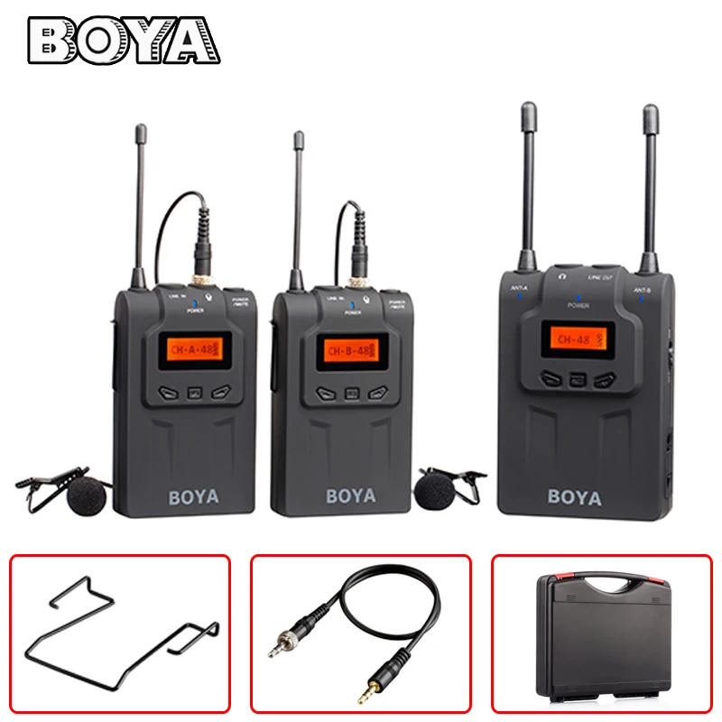 

BOYA BY-WM8 UHF Dual Wireless Lavalier Microphone Systerm Lav Interview Mic 2 Transmitters & 1 Receiver for DSLR Video Camera