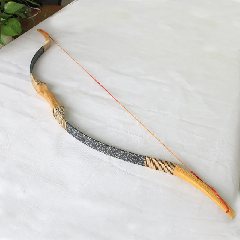 

50inch Traditional Handmade Recurve Longbow 35 LBS Slingshot Hunter Wooden Bow 30-45 Pounds
