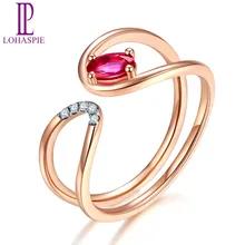 LP Твердые 9 к 10 к 14K18K розовая линия обручальные кольца золото натуральный драгоценный камень рубин ювелирные изделия с бриллиантами по индивидуальному заказу для женщин