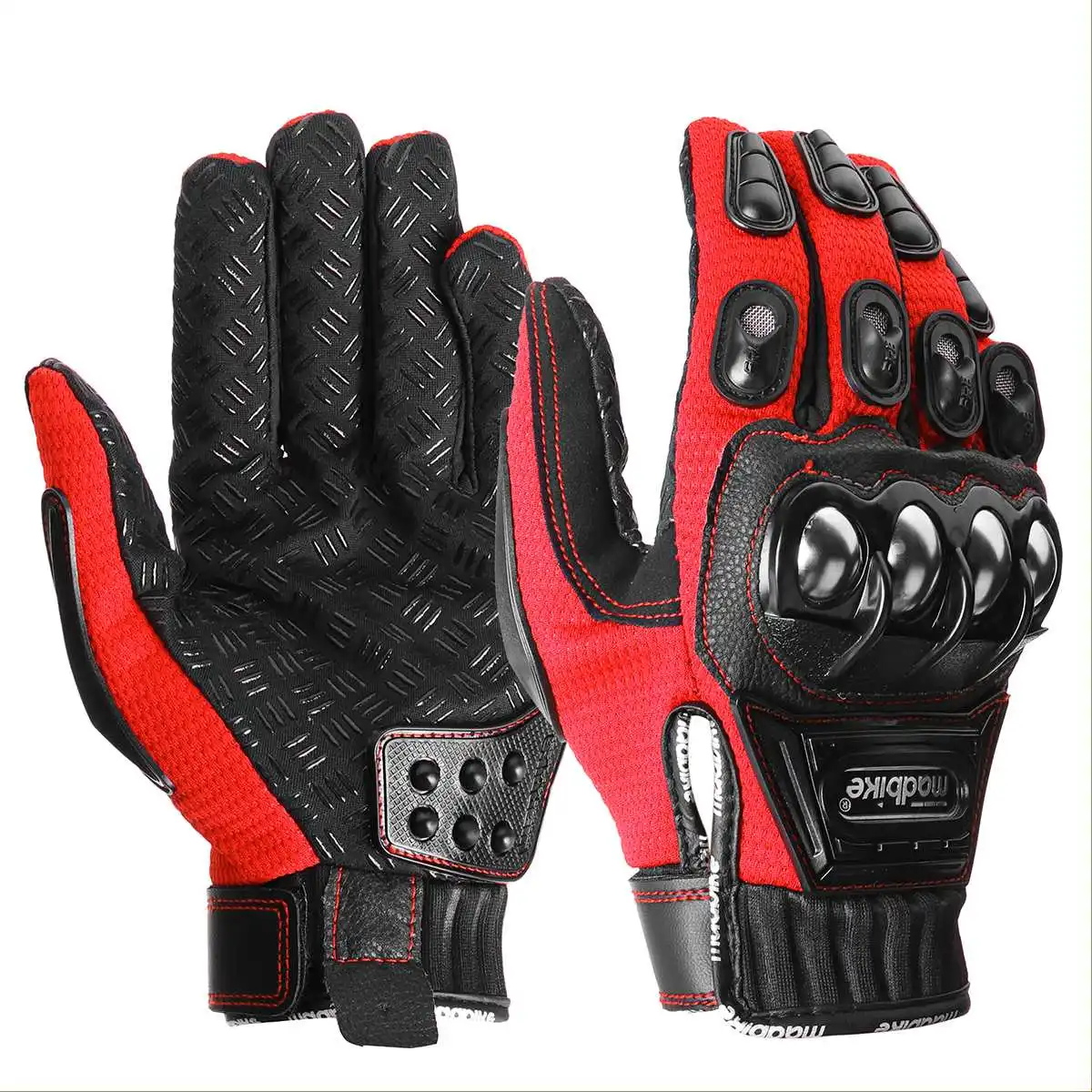 Mofaner1 пара мотокросса перчатки мотогонок полный палец перчатки защитные Guantes Luvas черный синий красный - Цвет: Красный