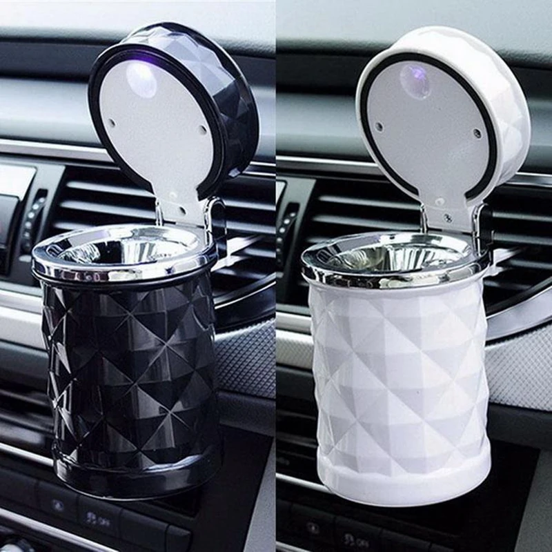 

Sailnovo Blue LED Light Car Ashtray Fireproof Material Easy Clean Car Ashtray Fit Most Auto Car Cup Holder Car Accessories