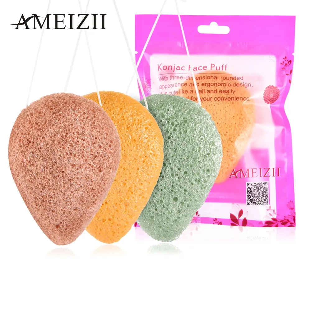 

AMEIZII 1pcs Face Cleanse Washing Sponge Natural Konjac Green Pink White Puff Face Wash Cleansing Facial Care Makeup Tools