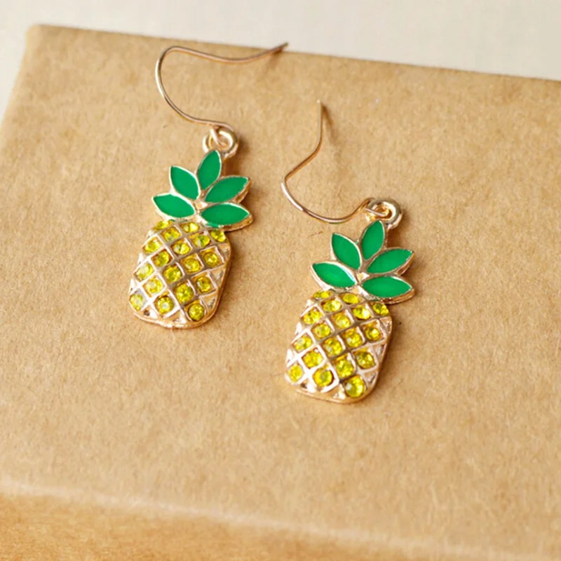 Hot Fashion Statement Crystal Pineapple Stud Earrings For Women Girl