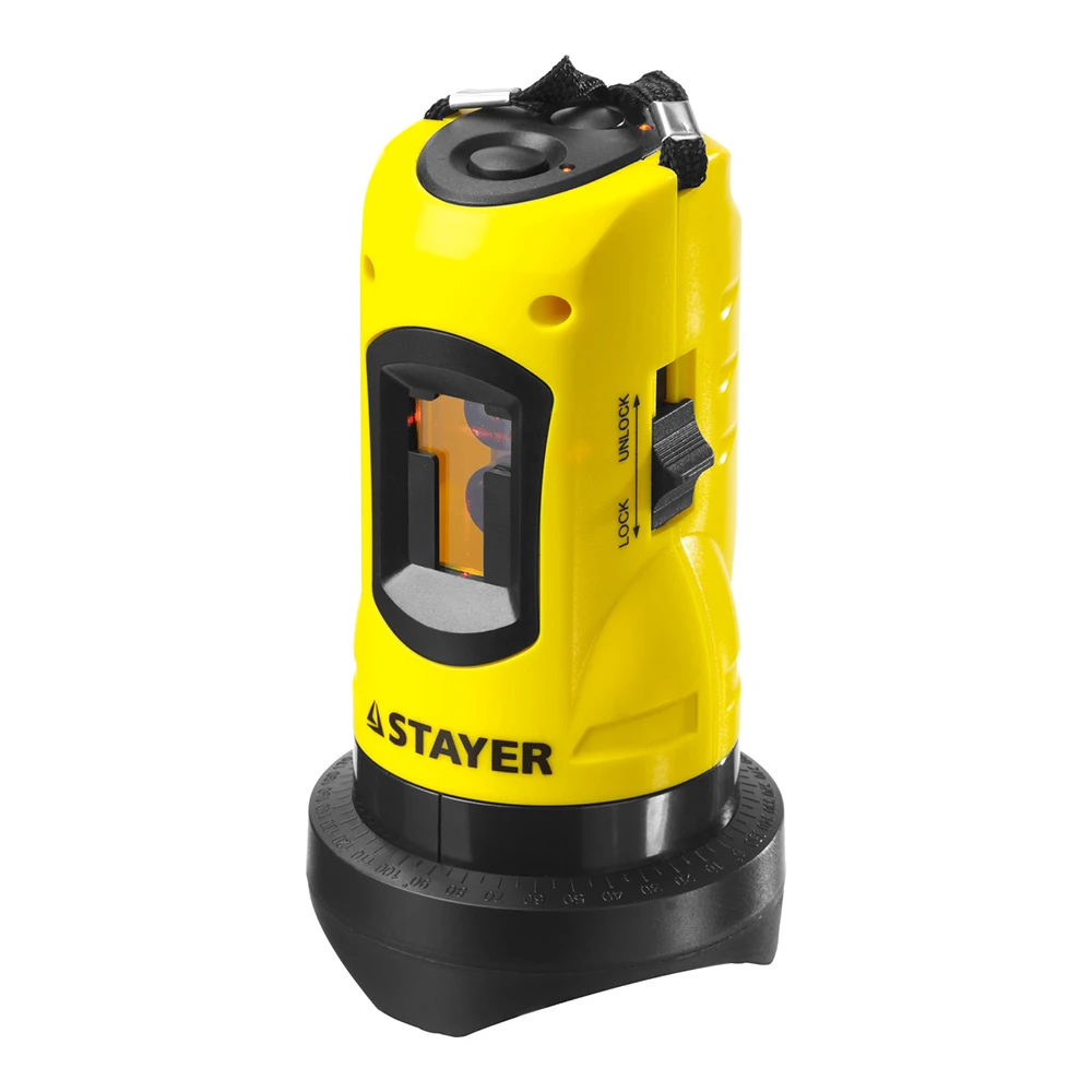 Лазерный уровень автоматический STAYER 34960 (линейный, рабочий диапазон до 10 м, точность 0,5 мм/м,3 режима проецирования линий)