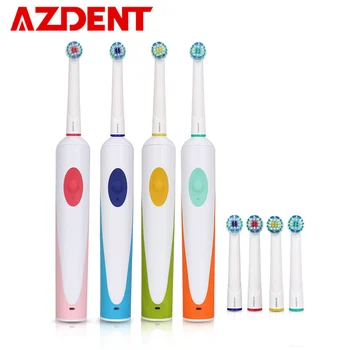 

AZDENT Electric Toothbrush Rotation-Oscillation Rechargeable Tooth Brushes with 4pcs Replacement Rotary Heads EU Plug Charger