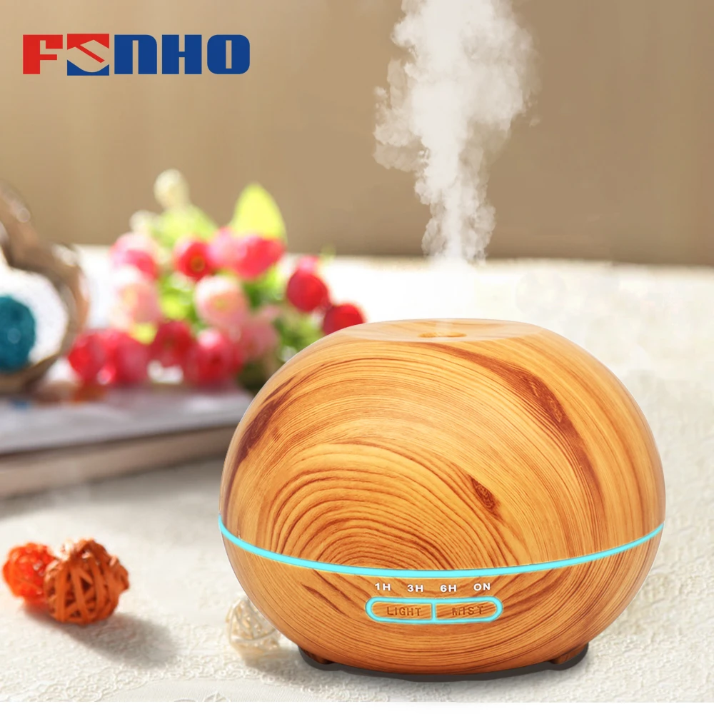 550ml Ultrasonic Humidifier Aroma Essential Oil Diffuser Wood Grain