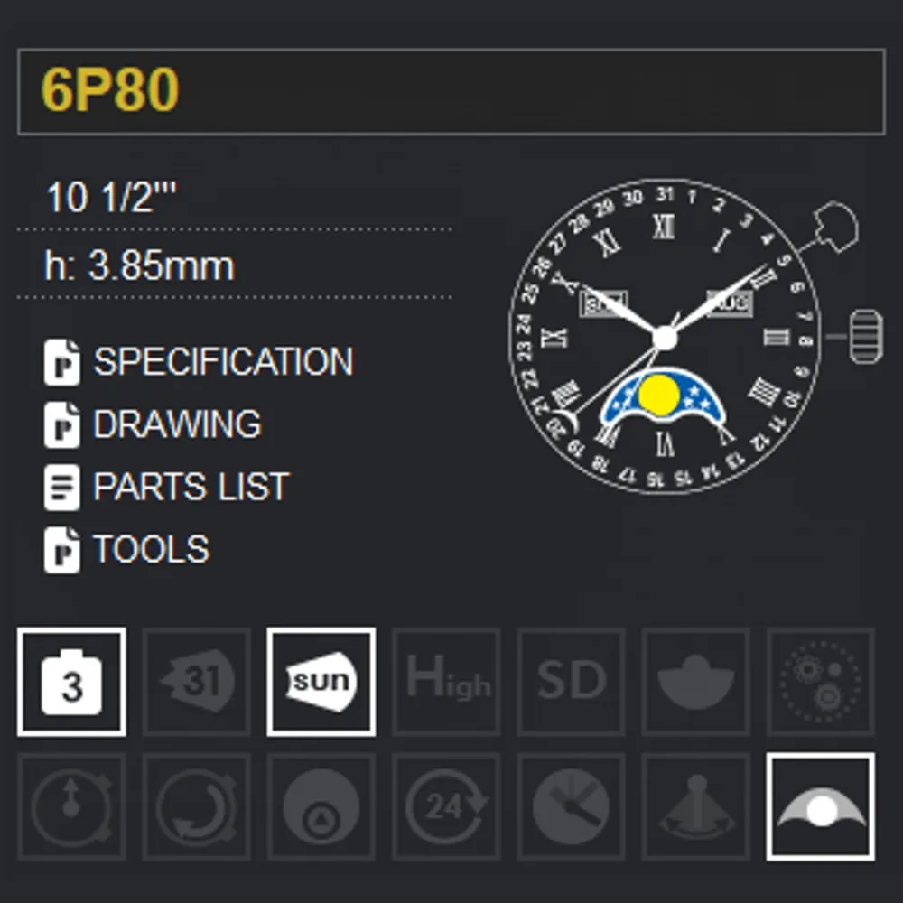 come4buy.com MIYOTA 6P80 movement Original MIYOTA 6P80 Movement