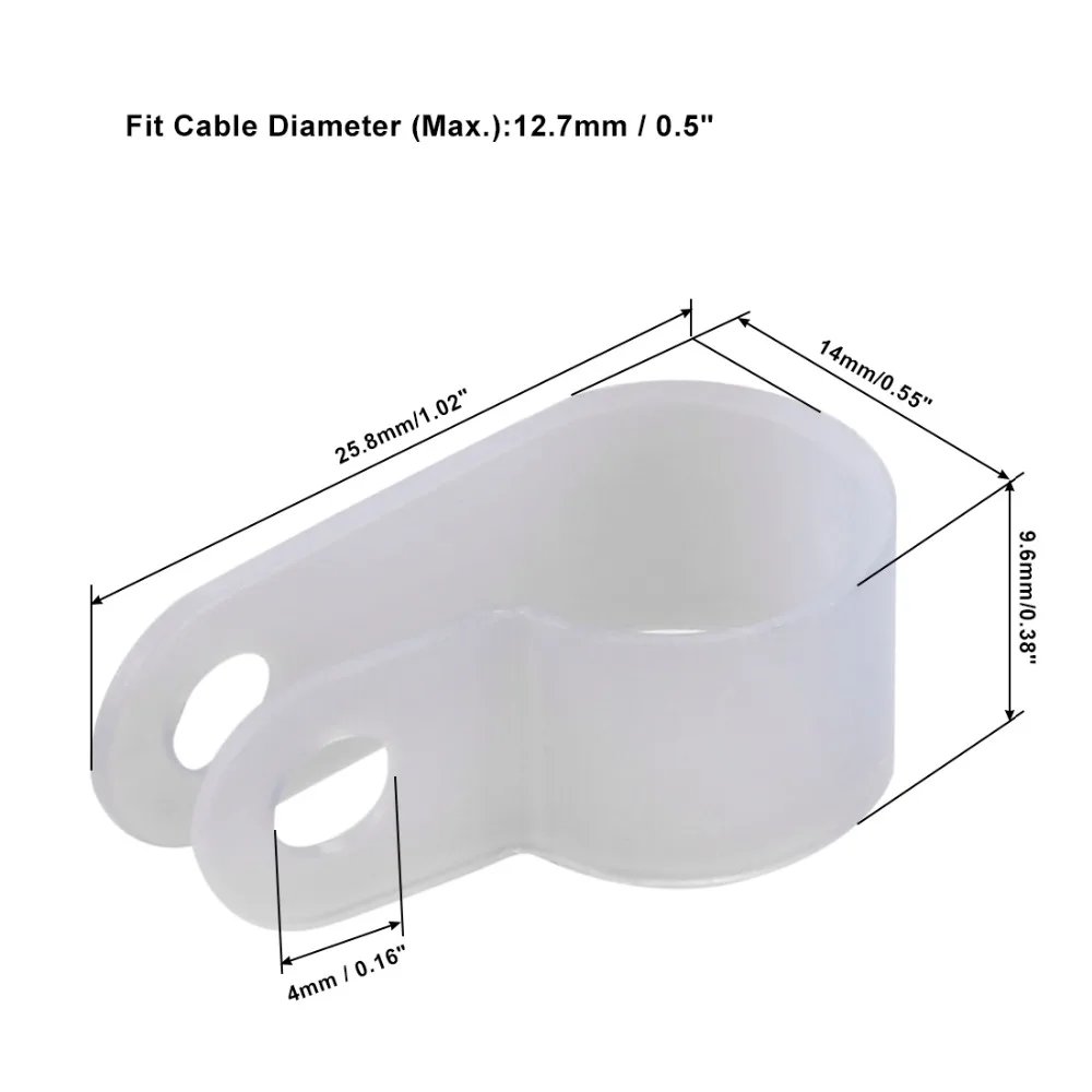 Uxcell 100 шт. 6,4/8,4/13,2/3,3 мм Dia. R-тип/u-тип нейлоновый кабельный зажим белый черный Органайзер зажимы для шнура Электрический держатель Проводов
