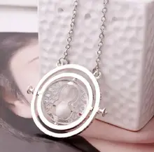 10pcs set Harri Potter Necklace Time Turner Hermione Granger Rotating Spins Gold Hourglass For Women Accessories