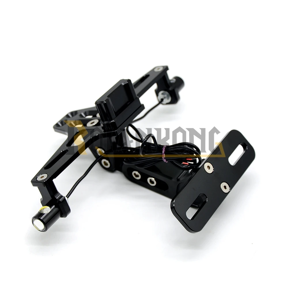 

Universal CNC Aluminum Motorcycle Rear License Plate Mount Holder with LED Light for Honda Kawasaki Yamaha KTM Suzuki BMW Ducati