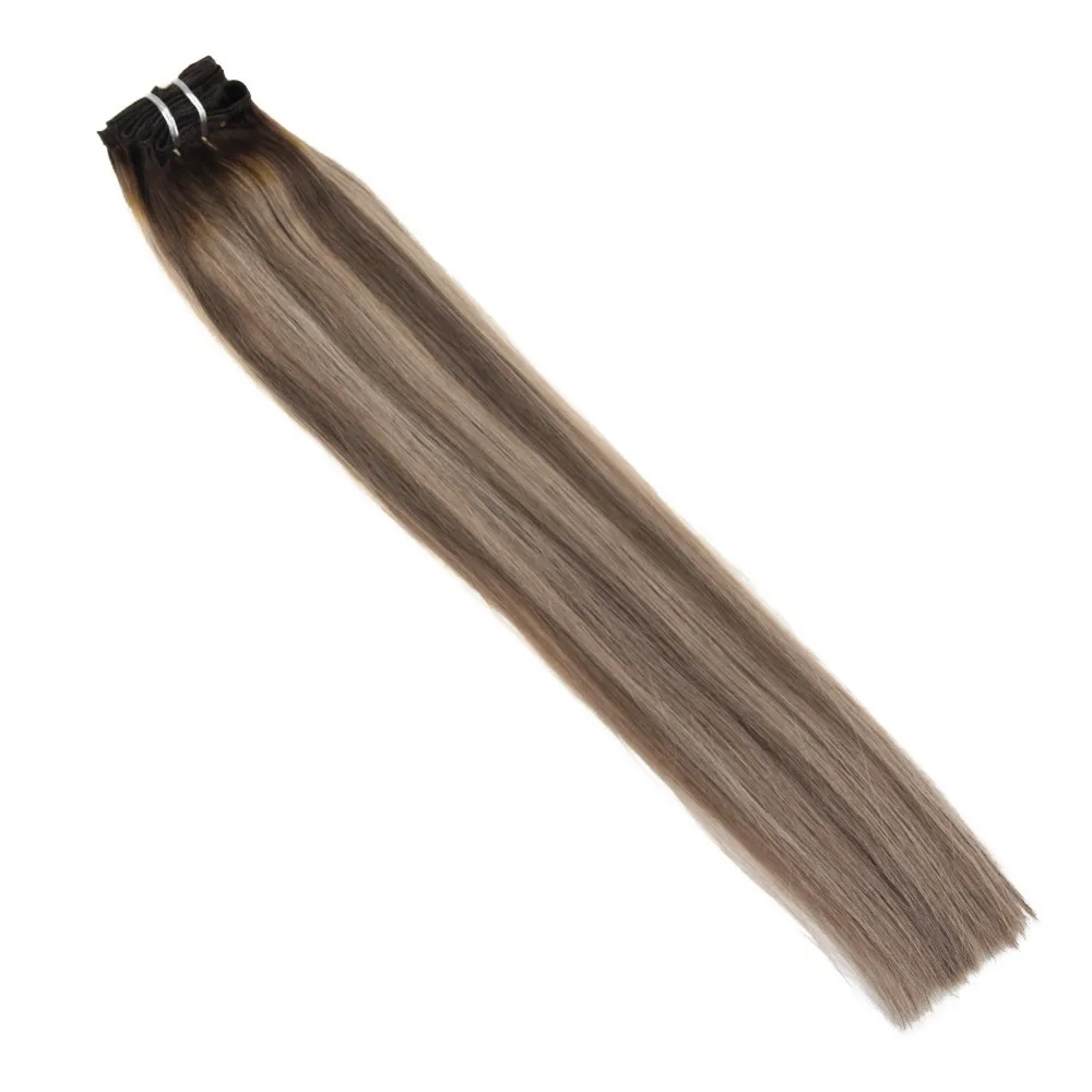 Moresoo, накладные волосы на заколках, натуральные человеческие волосы Remy для наращивания на всю голову, прямые волосы, 9 шт./100 г, 16-24 дюйма