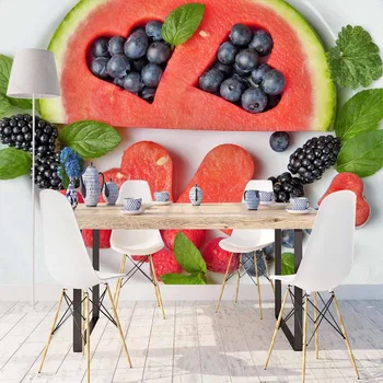 

Else Red Watermelon Black Berry Navy Blue Plum 3d Print Photo Cleanable Fabric Mural Home Decor Kitchen Background Wallpaper