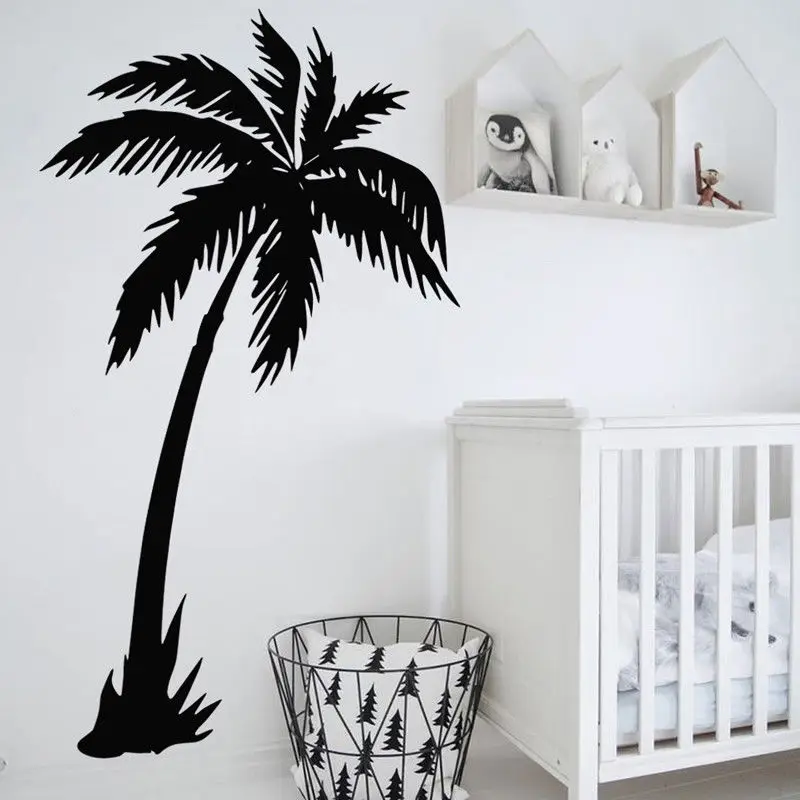

Wall Sticker Coconut Tree Wall Decal Removable Vinyl Nursery Living Room Wall Art Mural Home Coconut Tree Removable Decals AY016