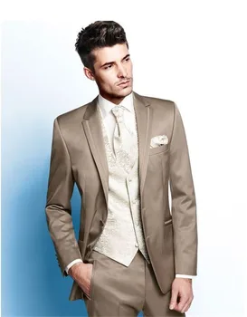 

3 PCs (Jacket+Pants+Vest+tie) Notch Lapel Men Suits Custom Made Wedding Suits for Men Groom Tuxedos Business Formal Suit