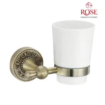 

ROSE Cup Holder, brass cup holder with ceramic cup wall mount, glass to sink mixer tap,wall mounting,glass ring,drink water,put toothbrushes RG1012Q