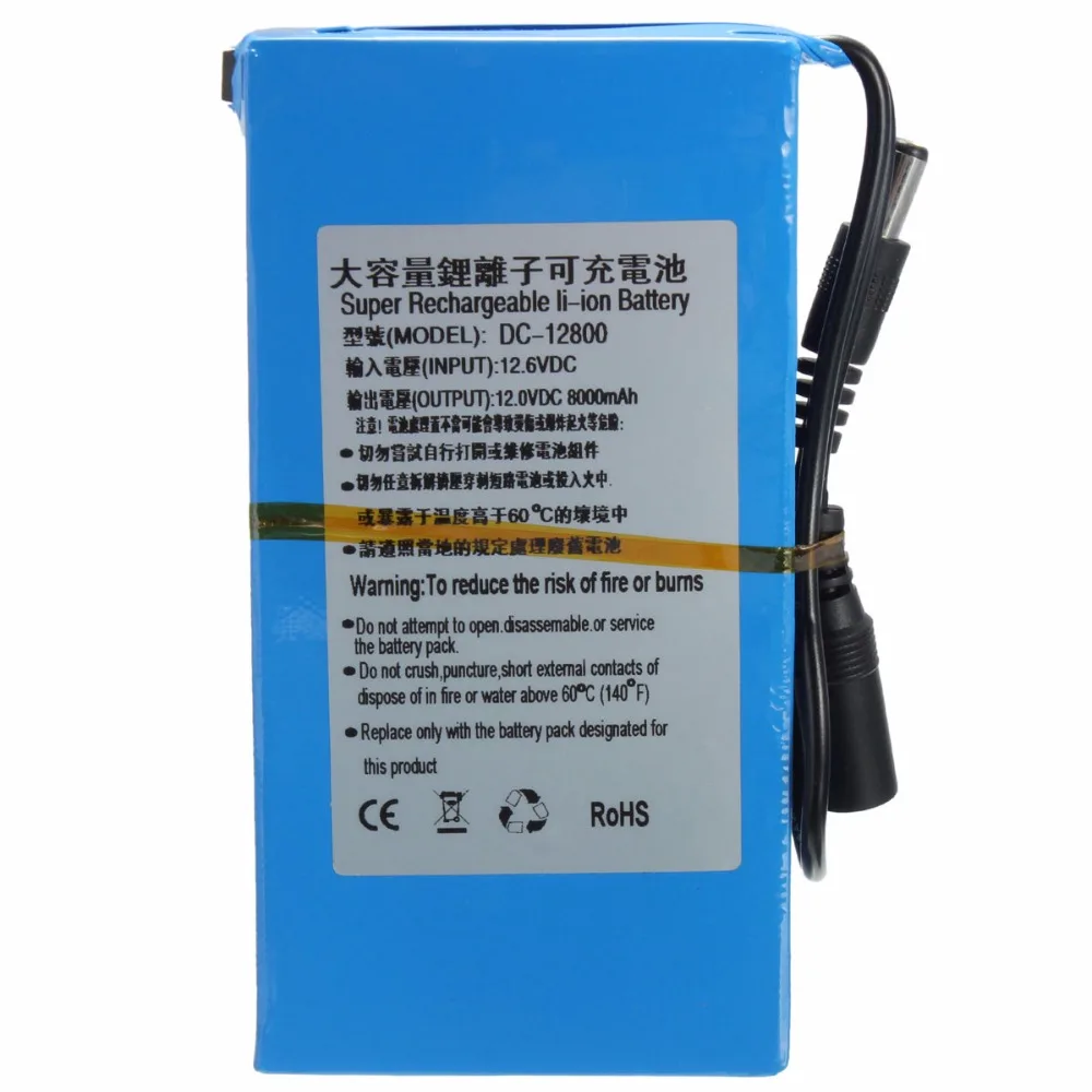 GTF 8000mAh Lithium Ion High Capacity Rechargeable Battery AC Power Charger EU/US Plugs Rechargeable Battery For CCTV Camera