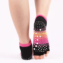 Новинка; женские носки для йоги с открытым носком; хлопковые смесовые носки; Нескользящие силиконовые носки с открытым носком; спортивные носки в полоску