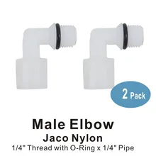 Пластиковый Jaco нейлоновый локоть соединитель 1/" резьба папа x 1/4" фитинги трубки для фильтров воды и RO систем-2 шт