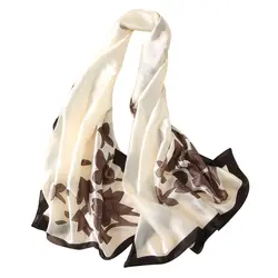 Мода цветочным узором Для женщин мягкие шелковистые солнцезащитный крем пляж шарф Средства ухода за кожей Шеи Обёрточная бумага шаль