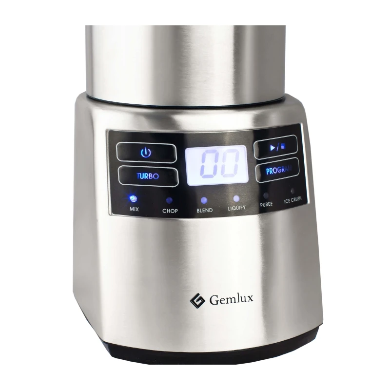 Блендер GEMLUX GL-PB-788S (Мощность 1000 Вт, объем 1,5 л, стеклянный стакан с крышкой, материал корпуса - нержавеющая сталь, 6-ти лопастной нож из нержавеющей стали)