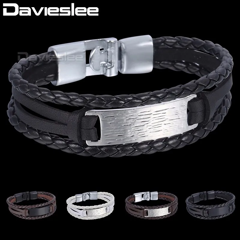 

Davieslee Handmade Charm Leather Bracelet For Men Womens Mens Braided Wristband 11mm 20cm DLBM115