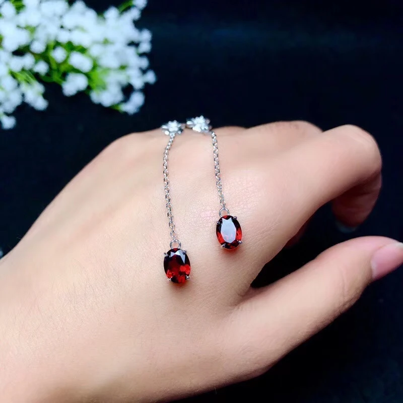 

KJJEAXCMY Supporting detection Supporting Detection of 925 Silver Inserted Natural Garnet Earrings for Women