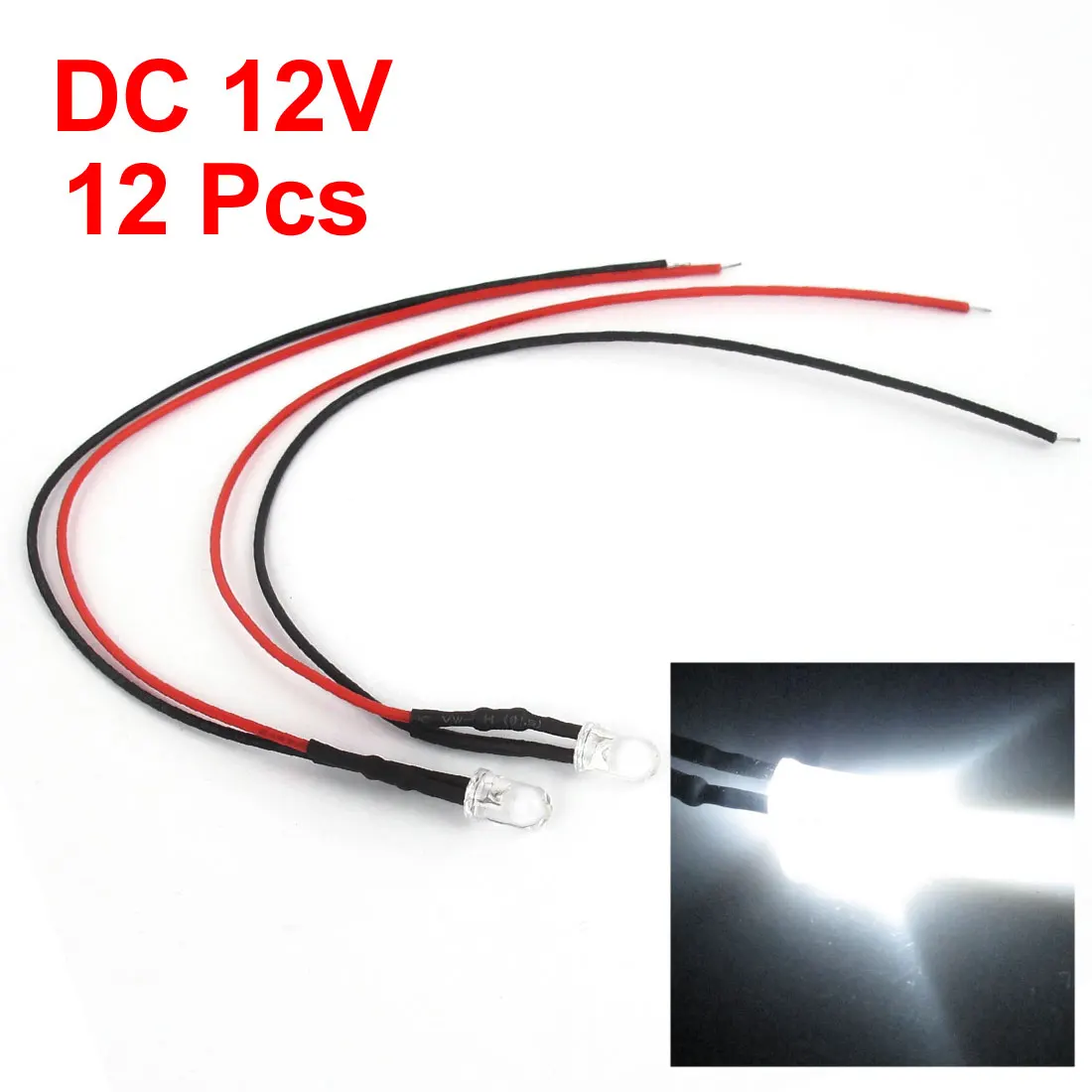 UXCELL Auto Car Lighter 12V 5Mm Head White Light Flashing Led