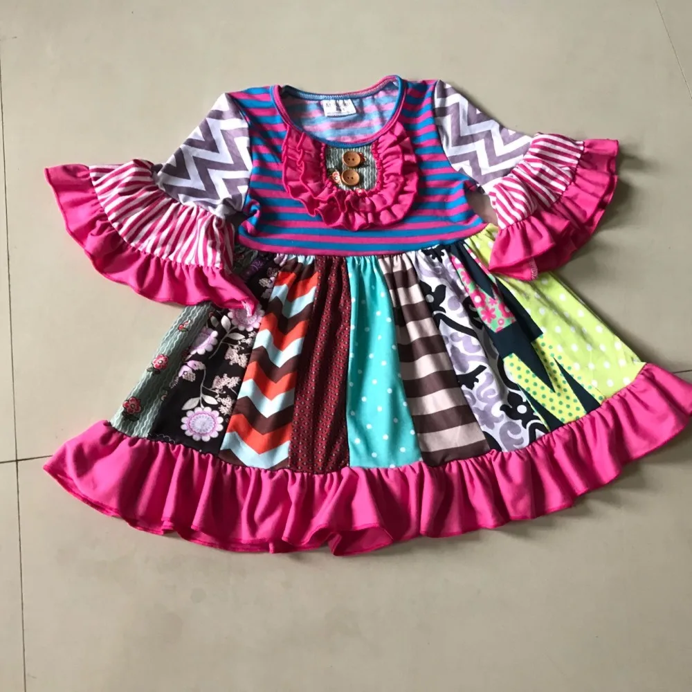 

2017 Boutique Fall 100%Cotton Clothing Baby girls Dress Nursling Smart Casual Infants Apparel Kids Habiliment For Birthday