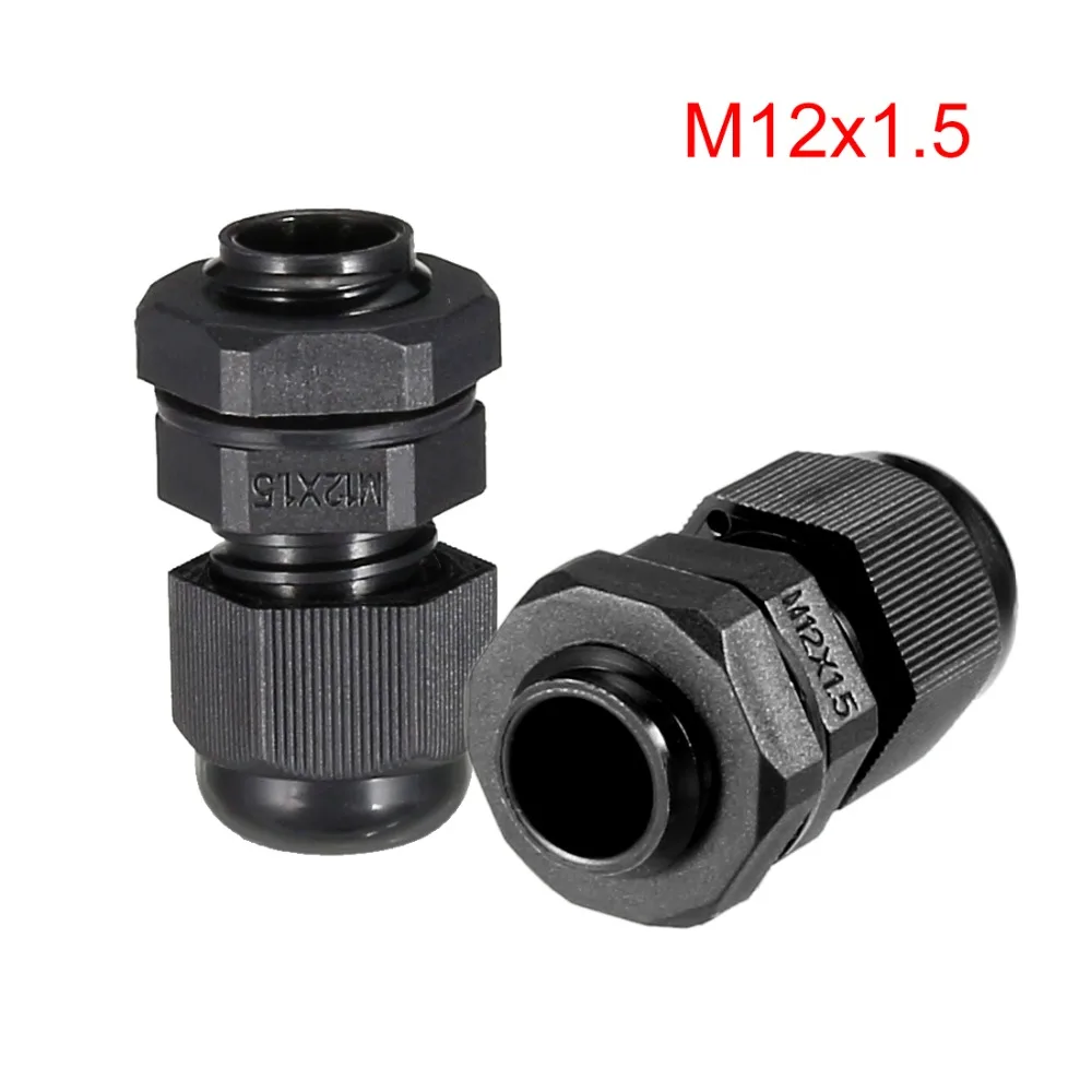 Uxcell 4 шт. M12/M20/M22/PG19/PG21 черный пластиковый кабельный сальник регулируемый