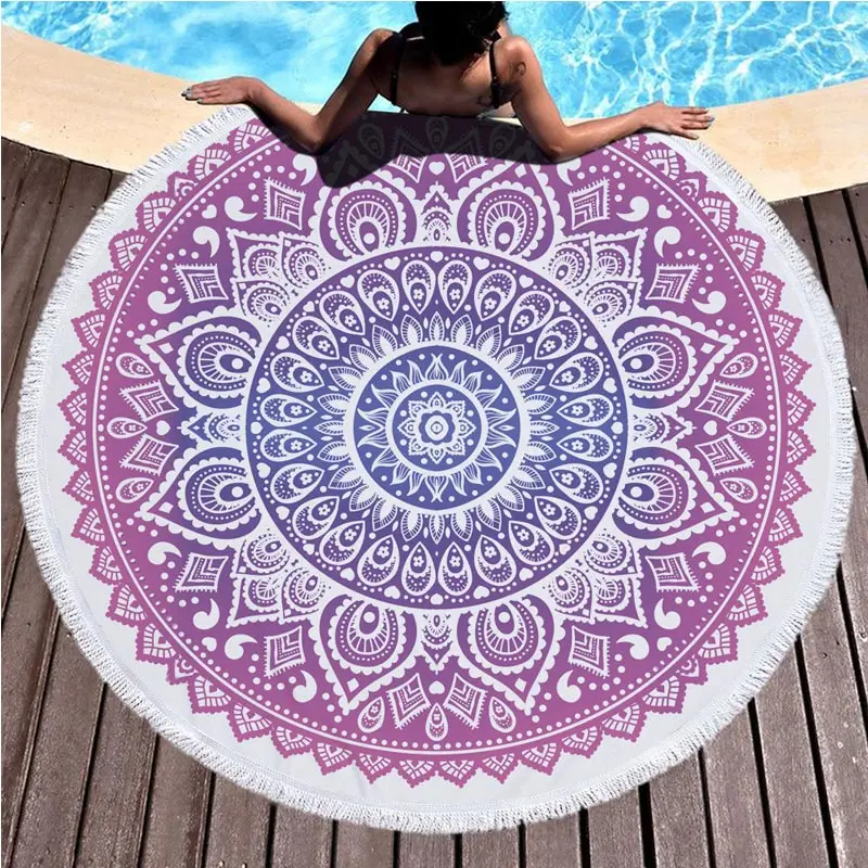 Lannidaa Mandala Printed Hippie Bohemian Circle Sporting Towel Large Reactive Printing Microfiber 150CM Yoga Mat Soft Shawl | Дом и сад