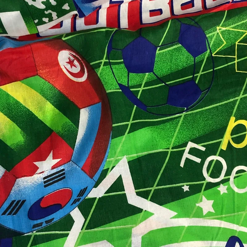 

WM 110gsm Сoarse Calico bed linen fabric for kids football/town city Bedding Sheets Printed Twill Cotton Fabric For sewing