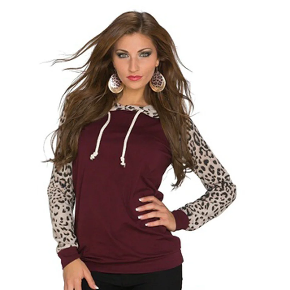 Fashion Women Hoodies Cotton Autumn Winter Coat Long Sleeve Leopard