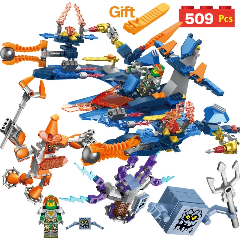 

Hot New Technic LegoINGLY NEXO KNIGHTS Aaron Future Space Fighter Mech Action Figures Building Bricks Blocks Set Toys