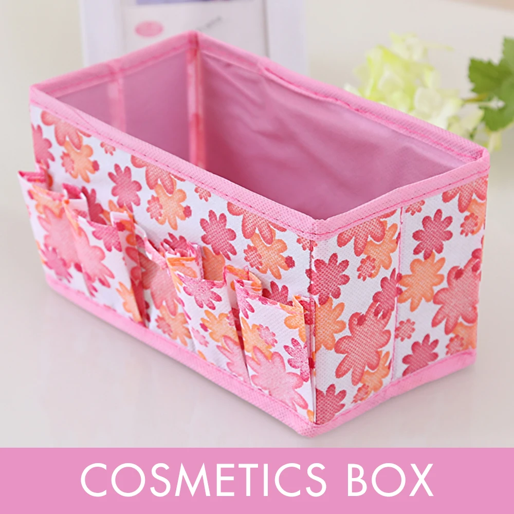 Multifunctional Folding Non Woven Make Up Desktop Cosmetic Organizer Storage Box Wardrobe Drawer Organizer for Scarfs Socks -