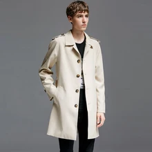 CHAOJUE бренд мужской Ренч Мода однобортный Тонкий Средний длинный рукав бежевый классический пиджак Мужская черная приталенная куртка