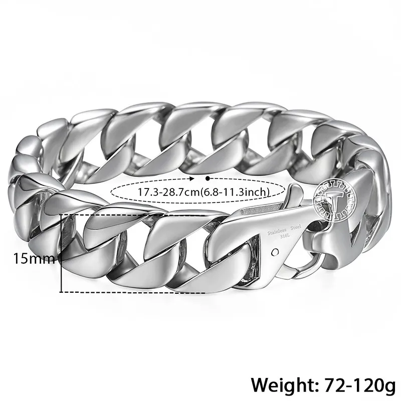 Браслет мужской из нержавеющей стали 316L серебристый 14 мм 8 62 дюйма|jewelry for men|men bracelet