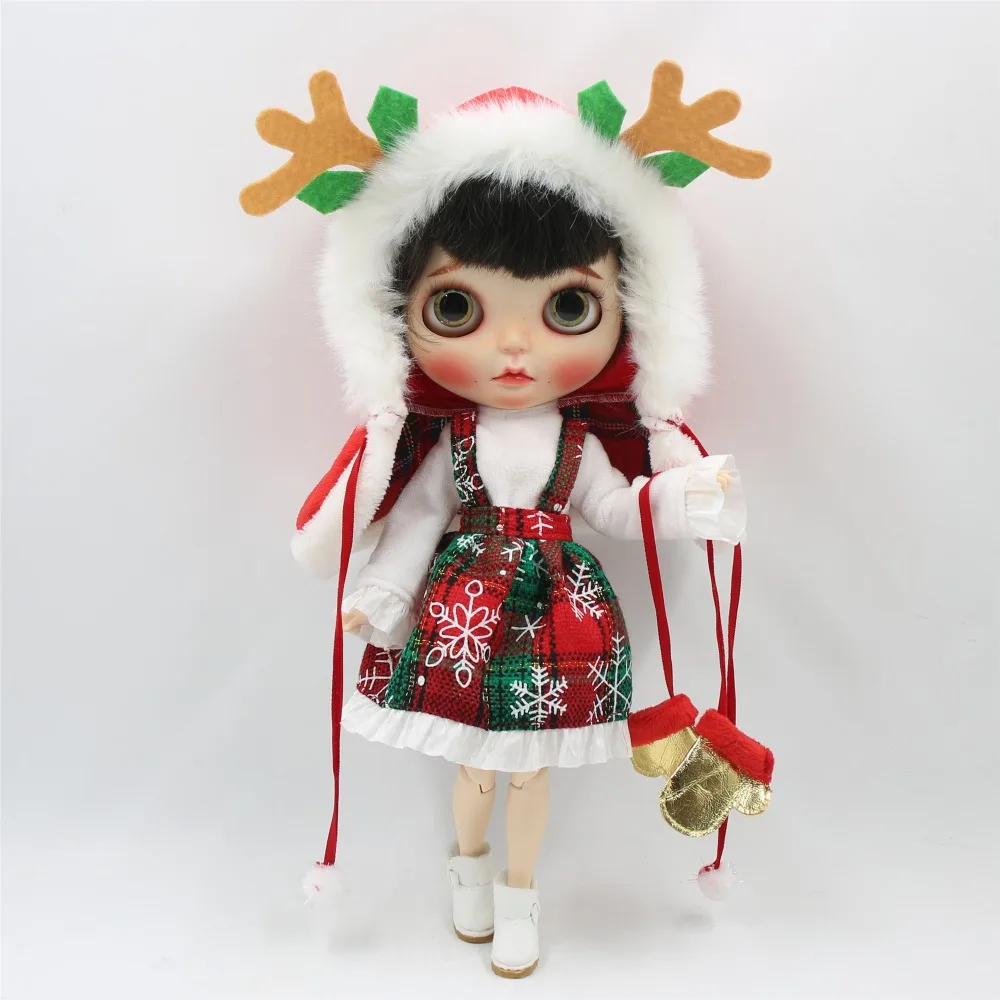 Neo Blythe Doll Christmas Winter Outfit With Cap & Scarf 4