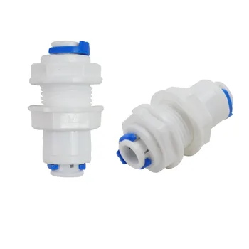 

2 PACK OF Straight Bulkhead Connector 1/4" Quick Fitting Connection for Water Filters and RO Reverse Osmosis Systems