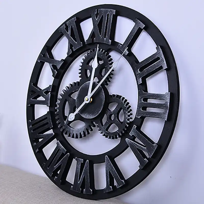 Large Wall Clock 45cm Round Vintage Metal Roman Numeral Silent Gear Design Home Art Decoration Dropship Hwc Large Wall Clock 45cm Round Vintage Metal Roman Numeral Silent Gear Design Home Art Decoration Dropship Hwc